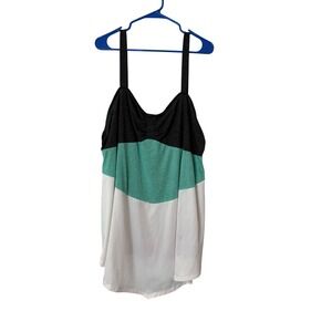 RoseGal 4X Colorblock Tank Top Ruched Sweetheart Neck Grey Green White Flowy